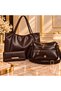 WOMEN'S LUXURY 3-PIECE HANDBAG SET: Large Shoulder Bag, ZIPPERED Crossbody Bag, AND Wallet