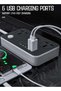 شريط طاقة مع 3 مخارج كهربائية و6 منافذ USB، مقبس شحن عالمي - 5
