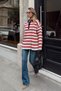 Women's Red Gabi Striped Polo Collar Knit Sweater - 4