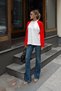 Women's Long-Sleeve T-Shirt with Red Paneling, Raglan Sleeves, and Crew Neck - 2
