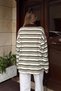 Khaki Gabi Striped Polo Collar Women's Knit Sweater - 6