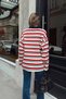 Women's Red Gabi Striped Polo Collar Knit Sweater - 6