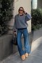 Navy Blue Ellen Striped Crew Neck Women's Knit Sweater - 2