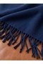 Men's Navy Blue Tasseled Scarf – Soft-Textured, Tasseled, Stylish, and Elegant Scarf - 4