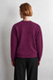 Women's Knitted Plum-Colored Sweater with a Crew Neck and Lambswool Blend - 3