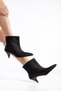 Slouchy Patent Leather Custom-Designed Black Suede Women's Heeled Boots - 4