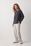 100% Cotton Suprem Oversized Women's Long-Sleeve T-Shirt, Compact Jersey, Soft Fabric, Loose Fit, Breathable, Moisture-Wicking, Basic Anthracite T-Shirt, Charcoal Grey - 4