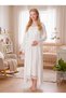 New Season Ecru Lace-With Sleeve Detail, Easy-Breastfeeding Design, Long-Sleeved Postpartum and Maternity Robe and Nightgown Set - 8