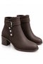 Women's Buckled Ankle Boots with Silver Accents and Button Details—A Modern and Timeless Design with Thick Heels - 4
