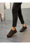 KAHVE Women's Leather Stretch Fabric Casual Shoes