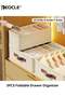 REOCLE 3pcs Foldable Drawer Organizer Stackable Fabric Storage Bin with Handles for Underwear Socks - 2