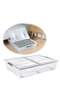 Premify 55L Plastic Storage Box With Dual Lid & Wheels | Slim Under Bed Plastic Organizer