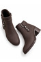 Women's Buckled Ankle Boots with Silver Accents and Button Details—A Modern and Timeless Design with Thick Heels - 2