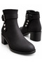 Women's Buckled Ankle Boots with Silver Accents and Button Details—A Modern and Timeless Design with Thick Heels - 4