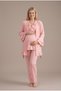 Women's Powder-Colored Double-Breasted Wrap Neckline Long-Sleeve Nursing-Friendly Robe-Style Postpartum and Maternity Pajama Set - 2