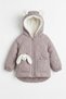 Rabbit Figured Fleece Inside Thick Winter Coat for Girls - 3