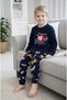 Boys' Long-Sleeve Crew Neck "WELCOME" Printed Helicopter-Patterned Fleece Pajama Set - 2
