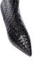 Women's Knitted Detail Classic Heeled Boots 5129 BLACK LEATHER - 3