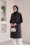 Women's Long Quilted Melton Vest with Cashmere Accents and Drawstring Waist - 2