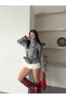 Women's Double-Buttoned Mock Neck Belted Short Melton Coat - 6