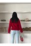 Women's Double-Buttoned Mock Neck Belted Short Melton Coat - 3