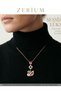 Trendy Women's Steel Necklace with Zircon Stones and Pink Swan Design, 45 cm - 3