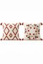 2 Decorative Kilim Rug and Daisy-Patterned Cushion Covers with Invisible Zippers and Tassels, 42x42 cm - 6