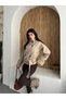 Women's Double-Buttoned Mock Neck Belted Short Melton Coat
