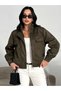 New Season Women's Oversized Mock Neck Double-Pocket Imported Suede Jacket - 4