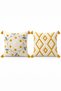2 Decorative Kilim Rug and Daisy-Patterned Cushion Covers with Invisible Zippers and Tassels, 42x42 cm - 7