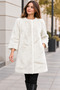 Women's Plush-Lined Fur Coat, Lined, Crew Neck, Hook-and-Eye Closure, Magnetic Single-Breasted, Double-Pocketed