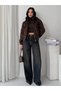 New Season Women's Oversized Mock Neck Double-Pocket Imported Suede Jacket - 7