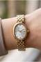 Vintage Elegant Women's Wristwatch | 21 mm Gold-Tone Steel Strap, Oval Design, Silver Dial