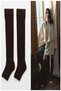 Fingerless, Thick Ribbed, Over-The-Knee Leggings with Cotton Content
