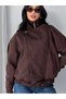 Women's New Season Oversized Mock Neck Imported Suede Jacket with Belt Detail