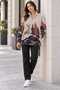 Oversized Women's Fleece Sweatshirt with Deer Print and Half-Zip Pocket Detail - 6
