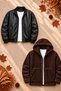Men's 2-Piece Jacket Set – Double-Pocket Leather Bomber Jacket and Hooded Button-Up Plush Jacket