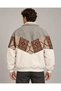 (8126) Men’s Vintage-Patterned Patchwork Bomber Jacket with Fur-Trimmed Collar - L/XL - 4