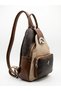 Women's Backpack Double Compartment Sports Bag Sand Brown Tan Dona (23X26X14 cm) - 4