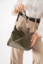 Women's Khaki Faux Leather Shoulder Bag with Zipper, Spacious Interior, Stylish Everyday Clutch Bag with Adjustable Strap - 2