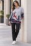 Oversized Women's Fleece Sweatshirt with Deer Print and Half-Zip Pocket Detail - 5