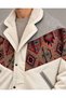 (8113) Men’s Vintage-Print Patchwork Bomber Jacket with Fur-Trimmed Collar - L/XL - 2