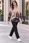 Oversized Women's Fleece Sweatshirt with Deer Print and Half-Zip Pocket Detail - 8
