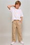 CHILDREN'S BEIGE PANTS WITH ELASTIC WAISTBAND, CARGO POCKETS, AND A RELAXED FIT