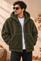 2-Piece Unisex Hooded Plush Fleece Jacket Set – Winter-Weight, Thick-Textured, Button-Up, Double-Pocketed Oversized Cardigan Set - 2