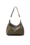 Women's Khaki Faux Leather Shoulder Bag with Zipper, Spacious Interior, Stylish Everyday Clutch Bag with Adjustable Strap