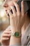 Vintage Elegant Women's Wristwatch | 21 mm Gold-Silver Steel Strap, Green Dial - 4