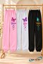Winter, Spring, and Autumn Elastic-Leg Sweatpants Set in Black, Pink, and Gray (3-Piece)