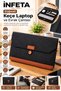 15.6-Inch Black Felt Laptop Bag with Buttons, for Carrying a Notebook Computer and Documents