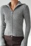 Women's Corded Fabric Polo Collar Cardigan - 4